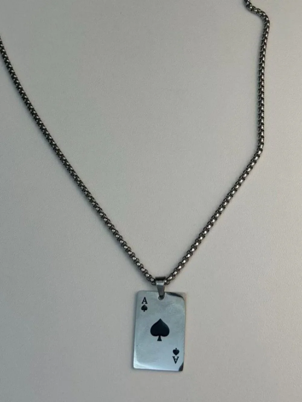 Silver Ace of‎ Spades Necklace